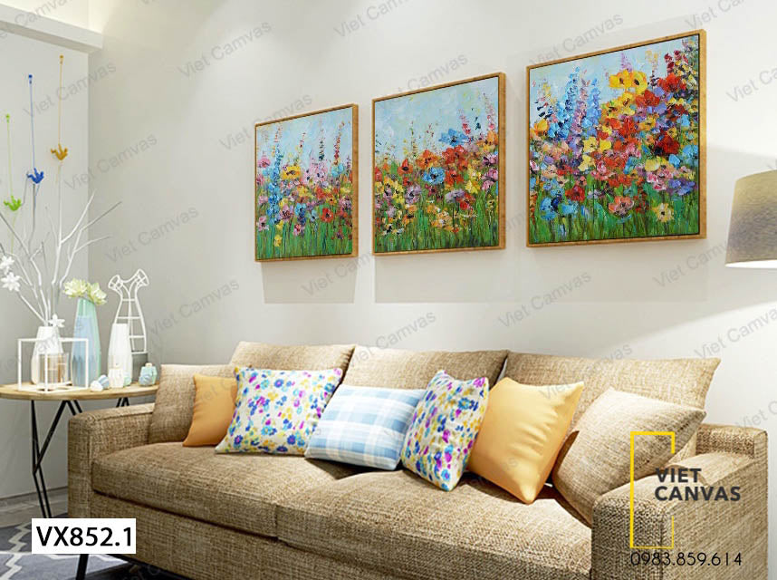 Bộ 3 Tranh Vườn Hoa Sắc Màu - VX852.1