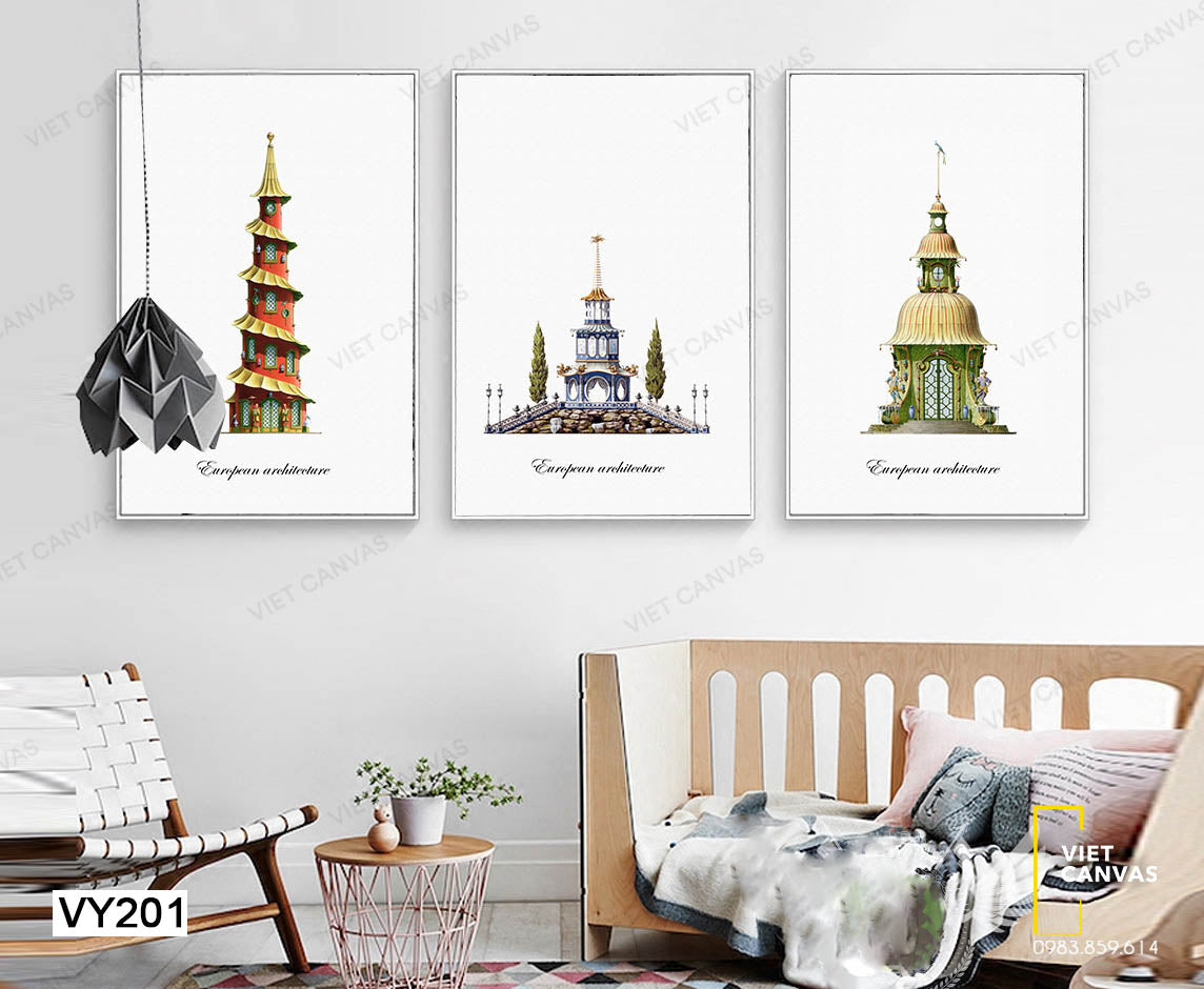Bộ 3 Tranh Đỉnh Tháp Kỳ Vĩ - VY201