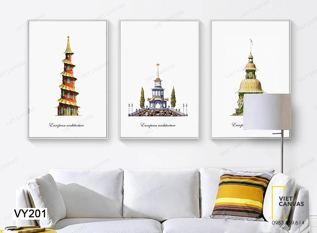 Bộ 3 Tranh Đỉnh Tháp Kỳ Vĩ - VY201