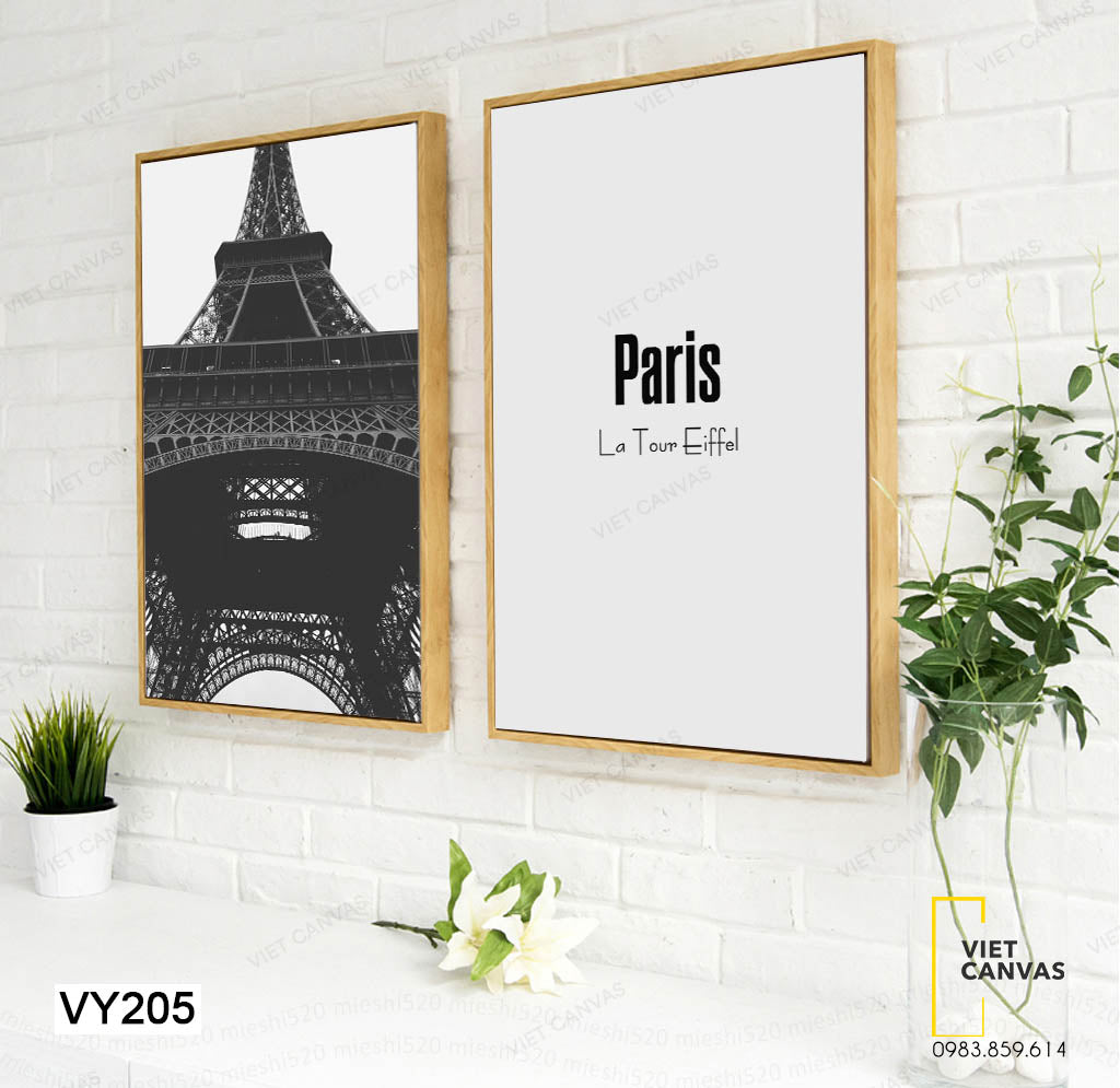 Bộ 2 Tranh Tháp Eiffel Và Quotes - VY205