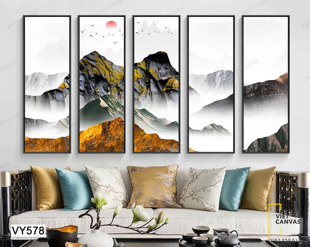 Bộ 5 Tranh Những Dải Núi Cao Đồ Sộ - VY578