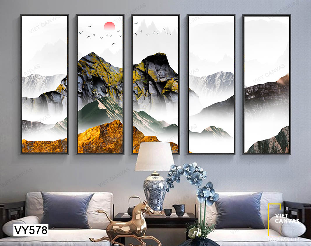 Bộ 5 Tranh Những Dải Núi Cao Đồ Sộ - VY578