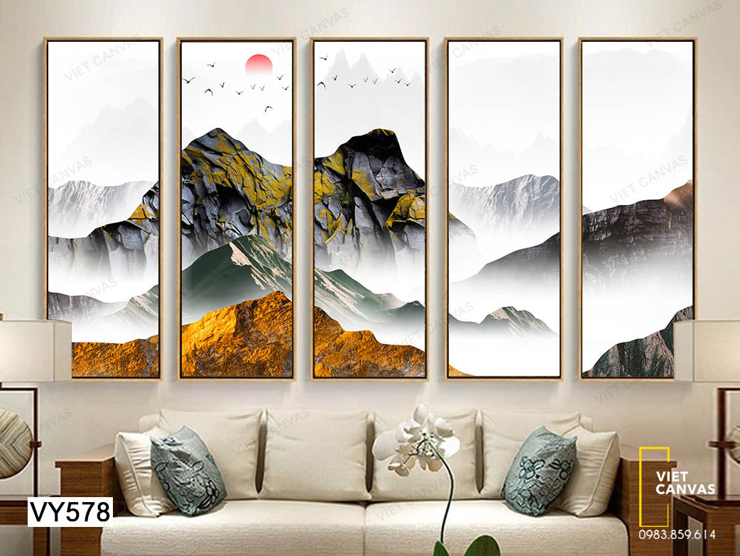 Bộ 5 Tranh Những Dải Núi Cao Đồ Sộ - VY578