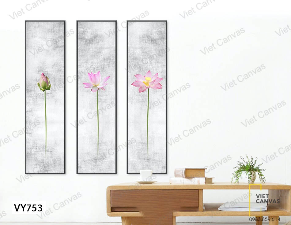Bộ 3 Tranh Vẻ Đẹp Thuần Khiết Của Hoa Sen - VY753