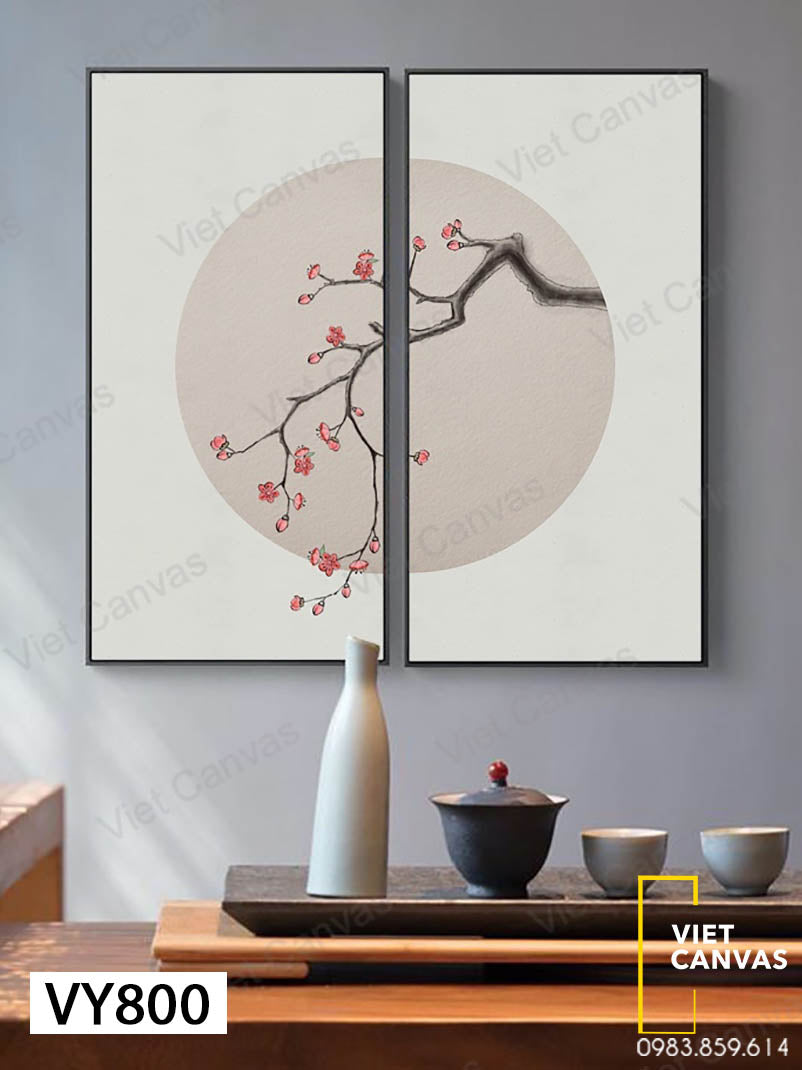 Bộ 2 Tranh Cành Đào Nở Hoa - VY800