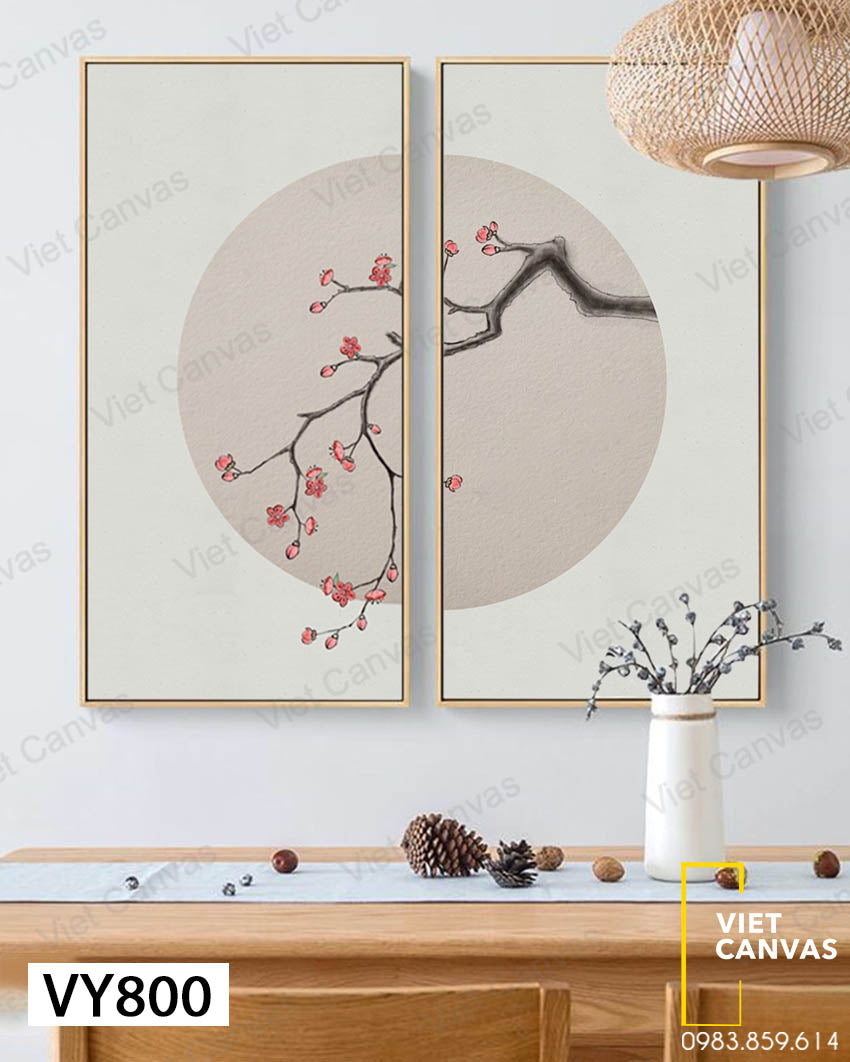 Bộ 2 Tranh Cành Đào Nở Hoa - VY800