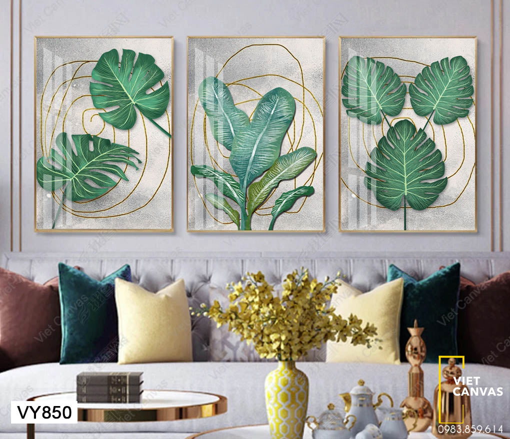 Bộ 3 Tranh Lá Cây Tươi Mát - VY850