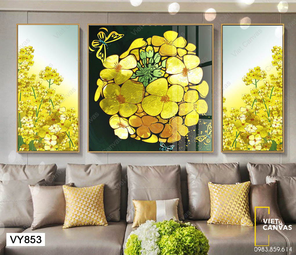 Bộ 3 Tranh Bông Hoa Bốn Cánh - VY853