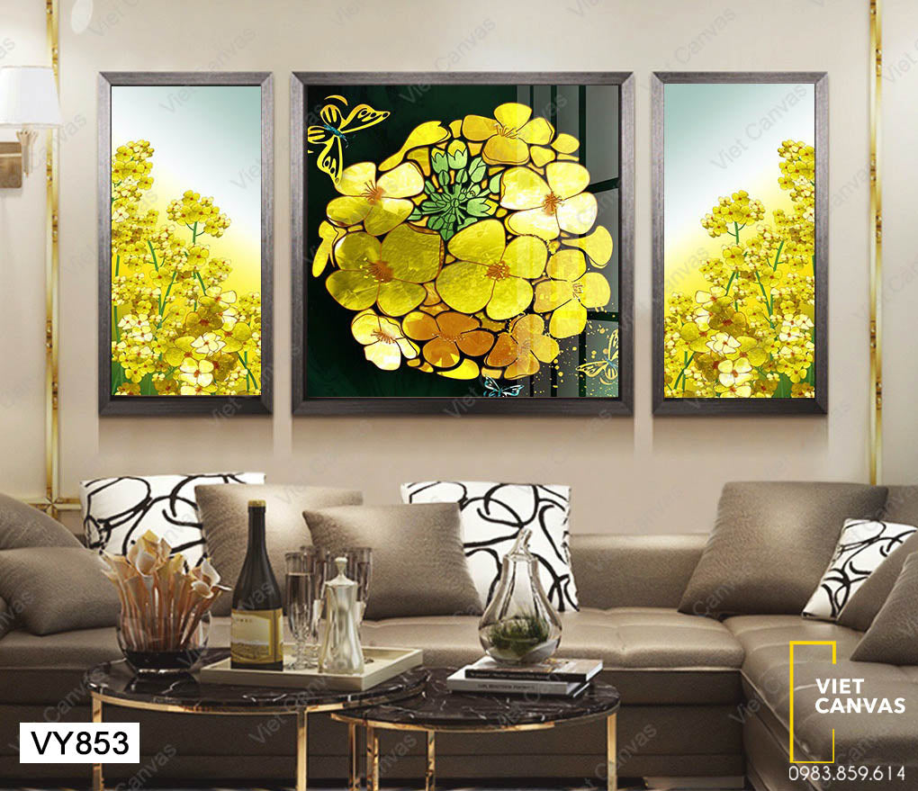 Bộ 3 Tranh Bông Hoa Bốn Cánh - VY853