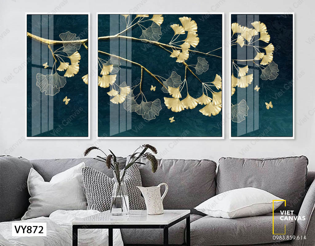 Bộ 3 Tranh Nhành Lá Vàng - VY872