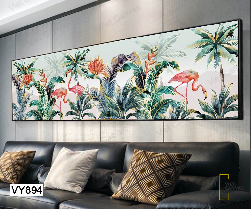 Tranh Chim Hồng Hạc Trong Rừng Dừa - VY894