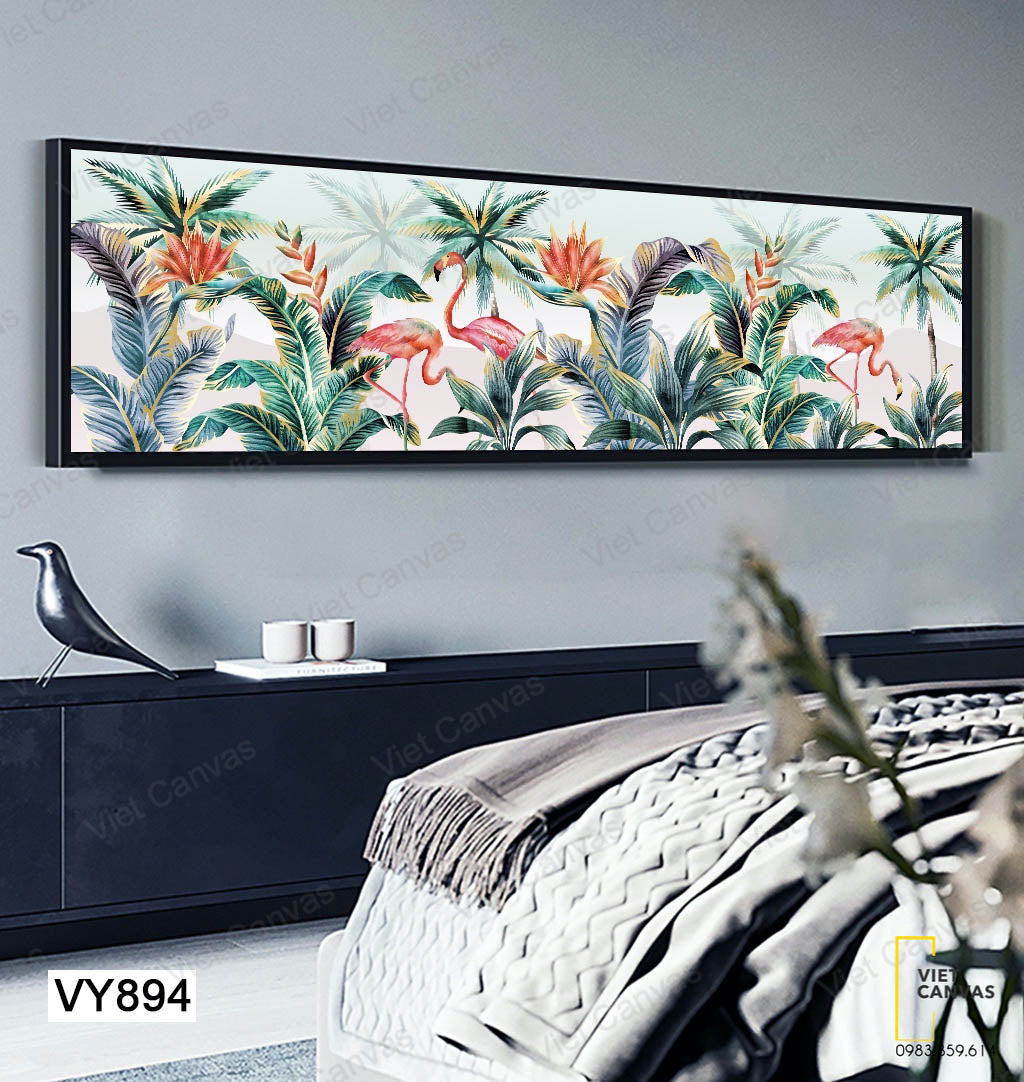Tranh Chim Hồng Hạc Trong Rừng Dừa - VY894