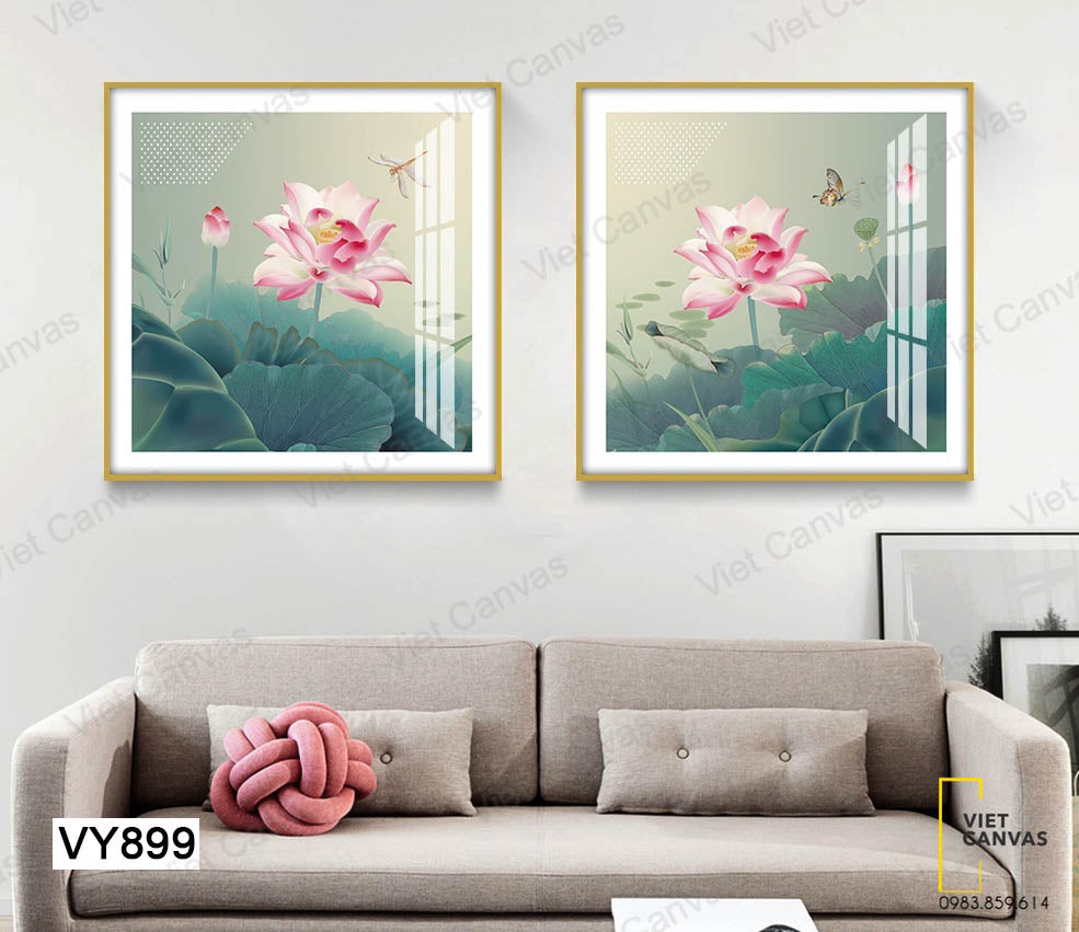 Bộ 2 Tranh Bông Sen Nở Rộ - VY899