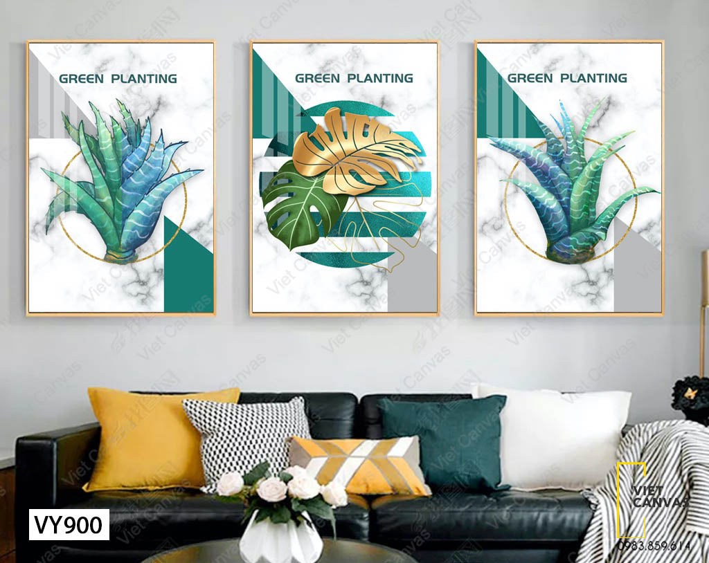 Bộ 3 Tranh Cây Nha Đam Và Chiếc Lá Vàng - VY900