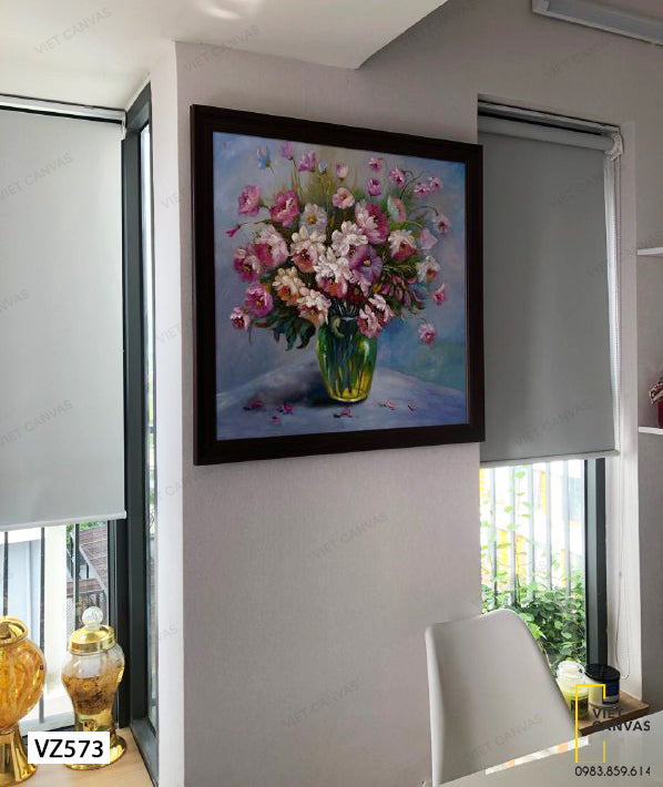 Tranh Chậu Hoa Sắc Trắng Tím - VZ573