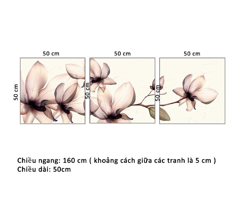 Bộ 3 Tranh Nhành Hoa Sứ - HD924