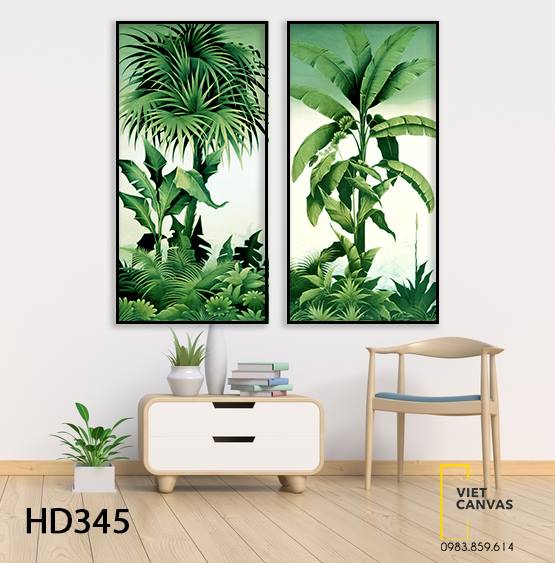 Bộ 2 Tranh Lá Chuối Xanh - HD345