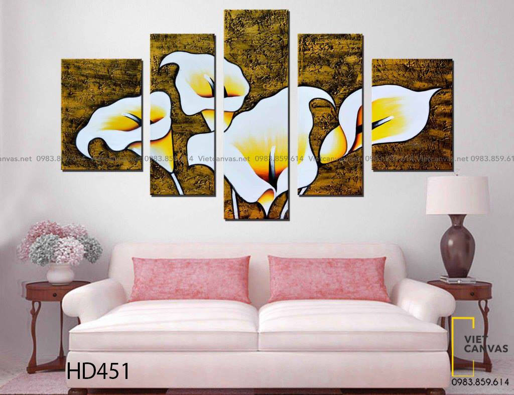 Bộ 5 Tranh Hoa Ly Vàng Trắng - HD451