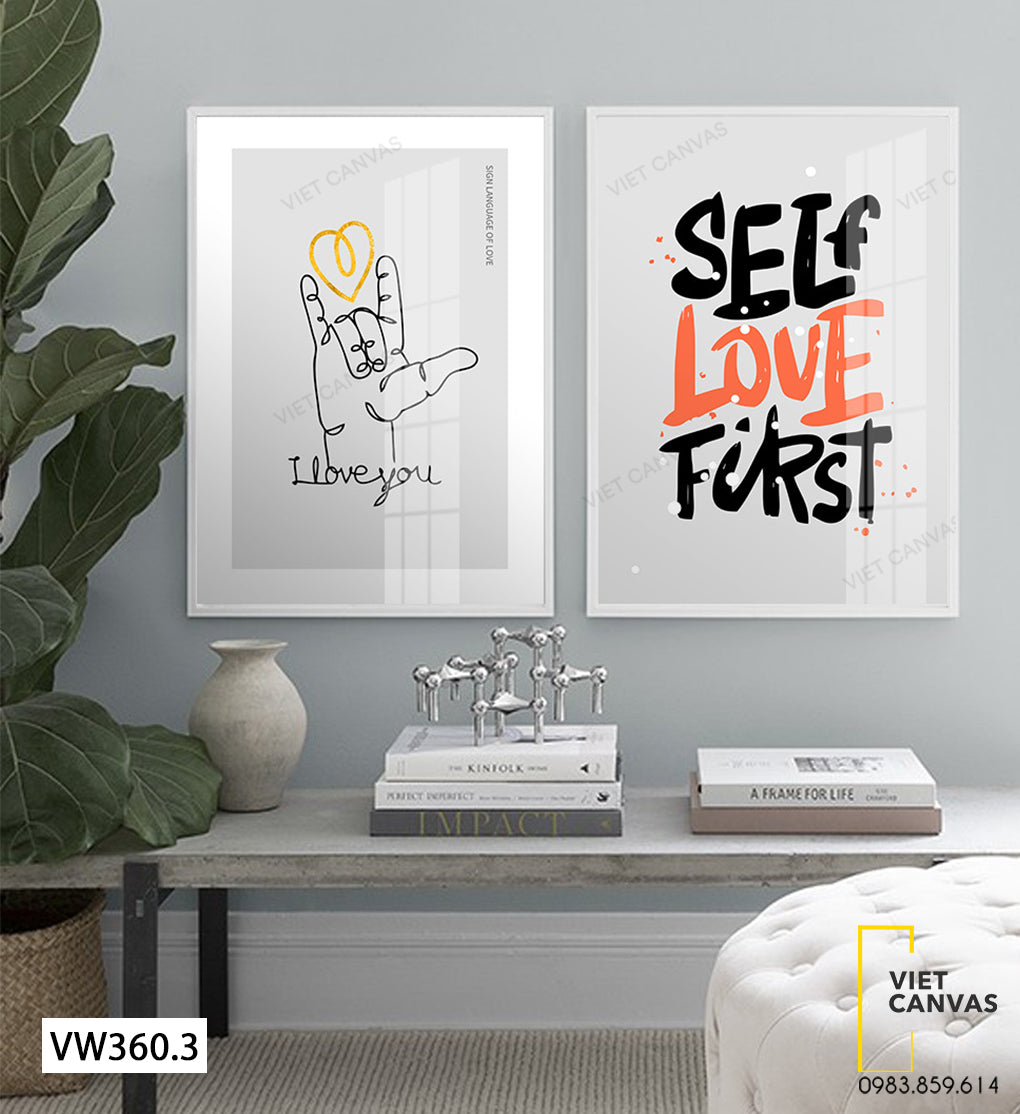 Bộ 2 Tranh Bàn Tay Và Quotes Self Love First - VW360.3