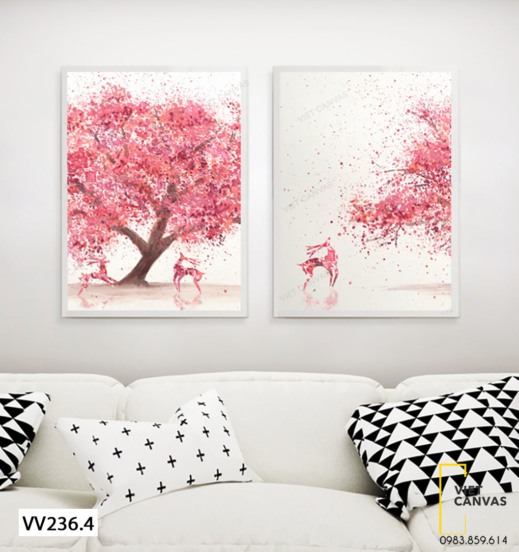 Bộ 2 Tranh Cây Và Hươu - VV236.4