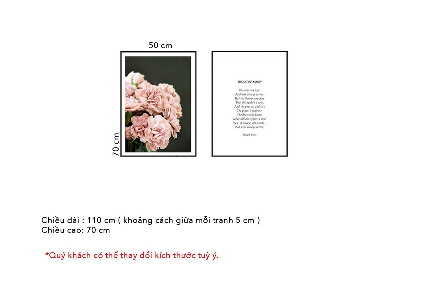 Bộ 2 Tranh Hoa Cẩm Chướng Và Quotes - HD171