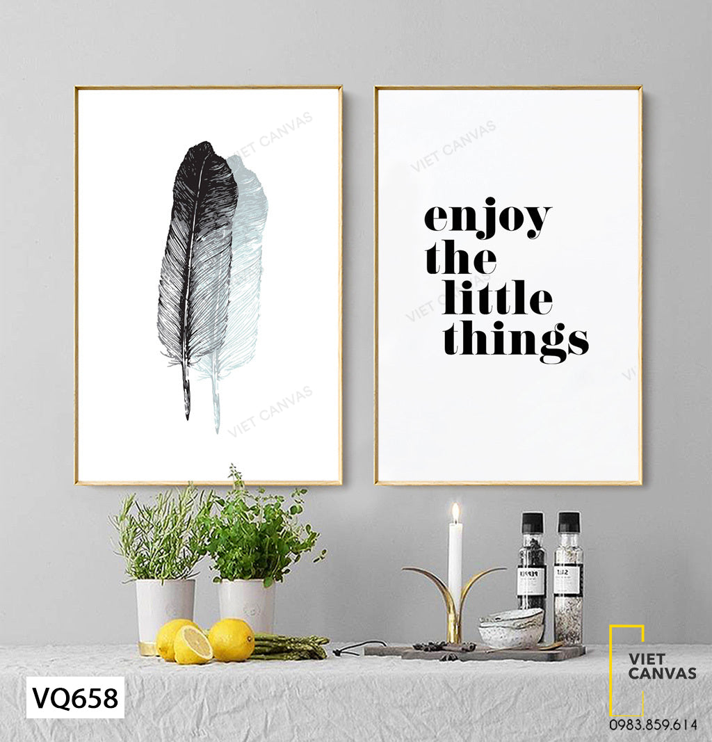 Bộ 2 Tranh Lông Vũ Và Quotes - VQ658