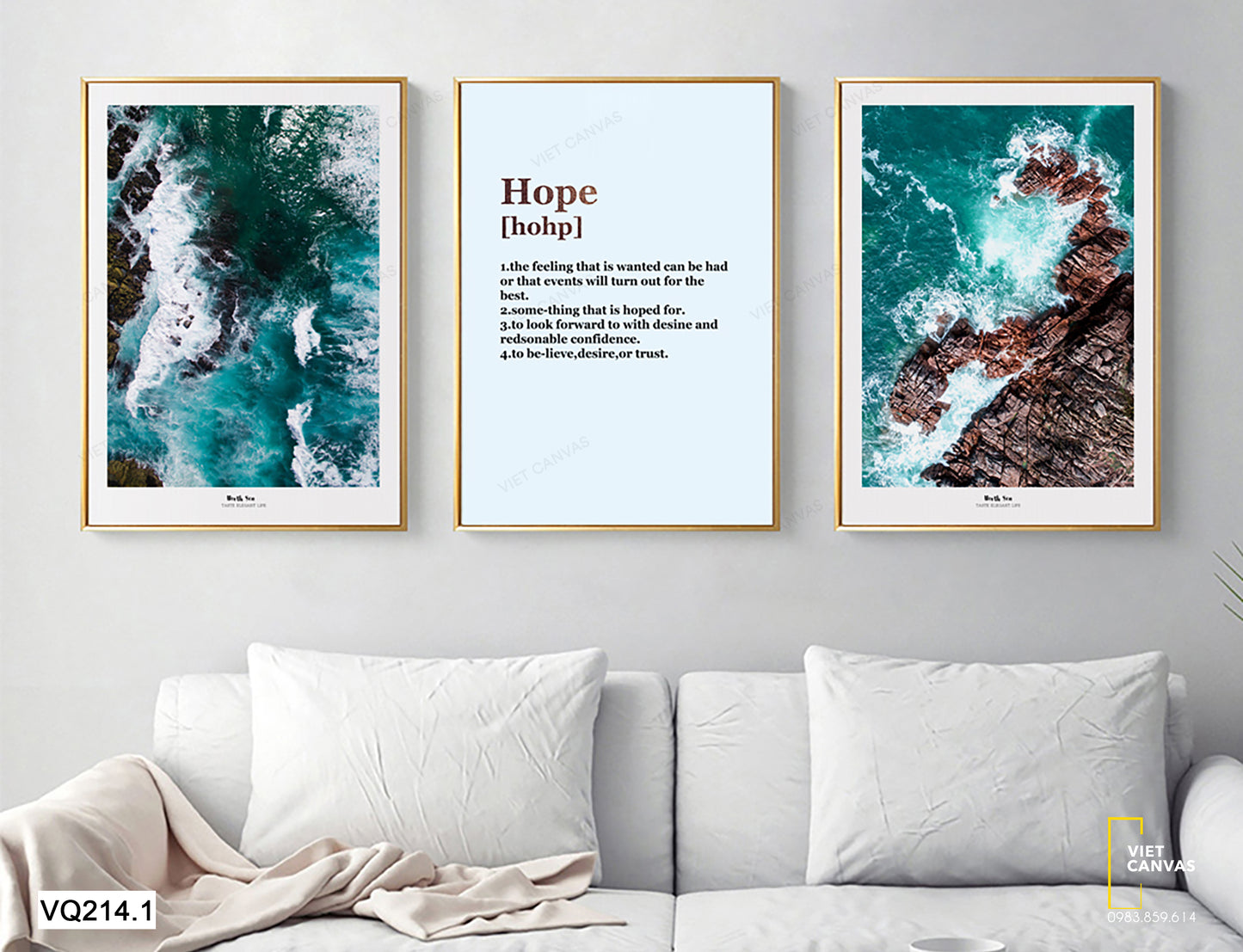 Bộ 3 Tranh Biển Và Quotes - VQ214.1