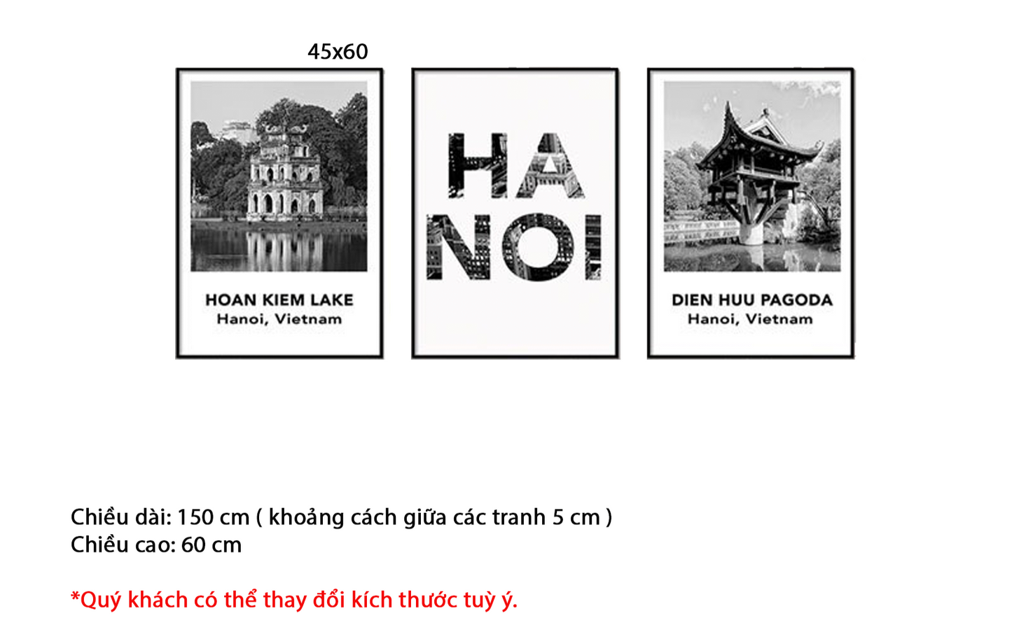 Bộ 3 Chùa Một Cột, Hồ Hoàn Kiếm Và Quotes Hà Nội - HD294