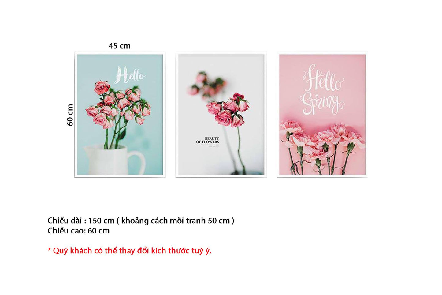 Bộ 3 Tranh Hoa Hồng Ngọt Ngào - HD210