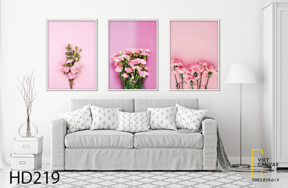 Bộ 3 Tranh Hoa Cẩm Chướng Lãng Mạn - HD219
