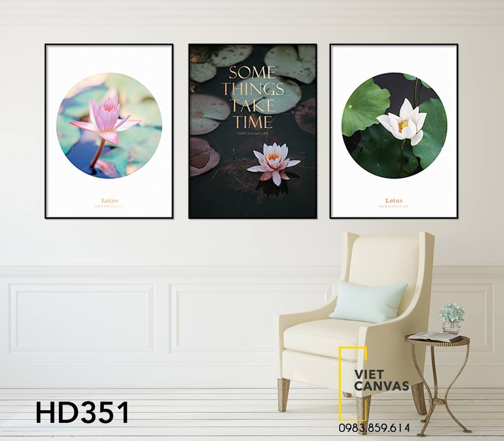Bộ 3 Tranh Hoa Sen Tỏa Hương - HD351