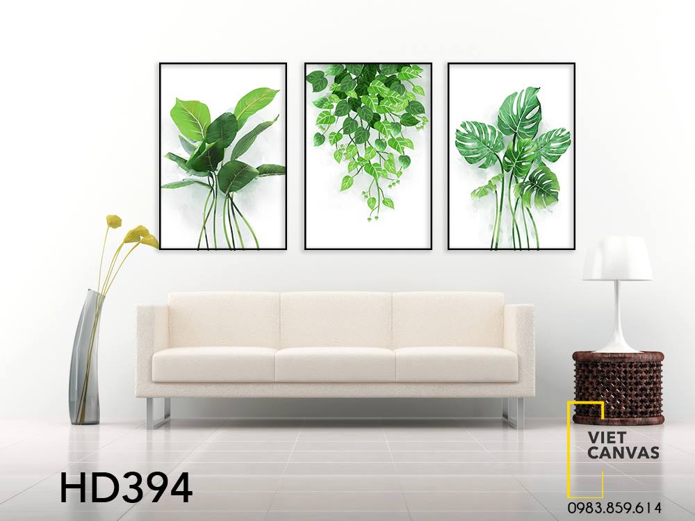 Bộ 3 Tranh Lá Xanh Nhẹ Nhàng - HD394