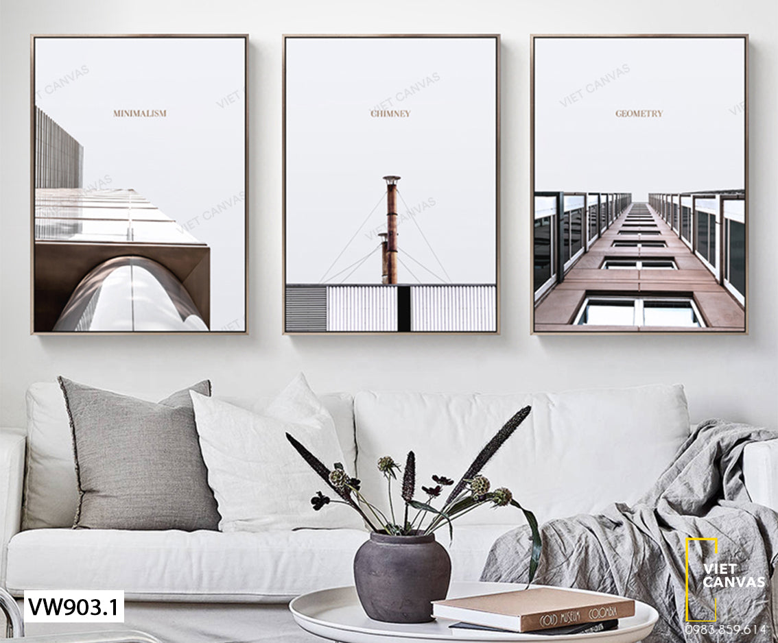 Bộ 3 Tranh Minimalism Geometry And Chimney - VW903.1
