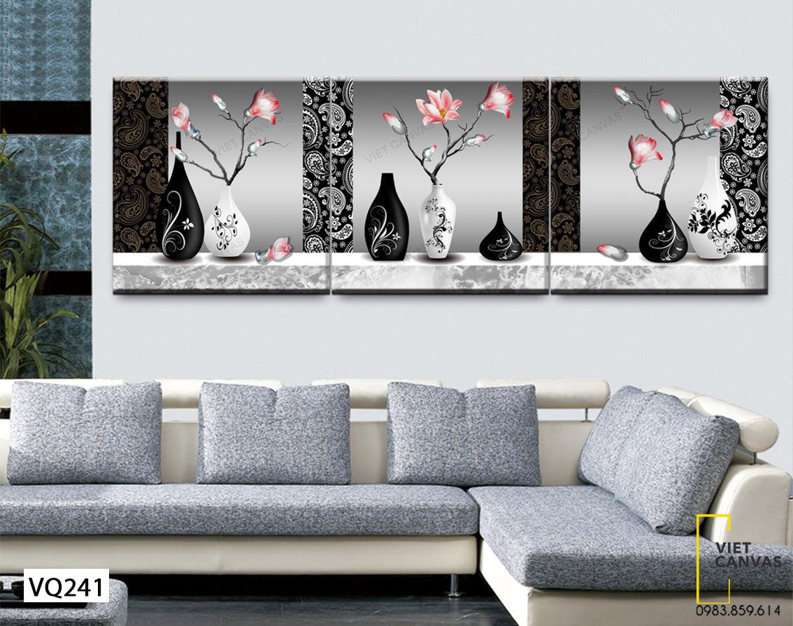 Bộ 3 Tranh Những Lọ Hoa Đỏ - VQ241