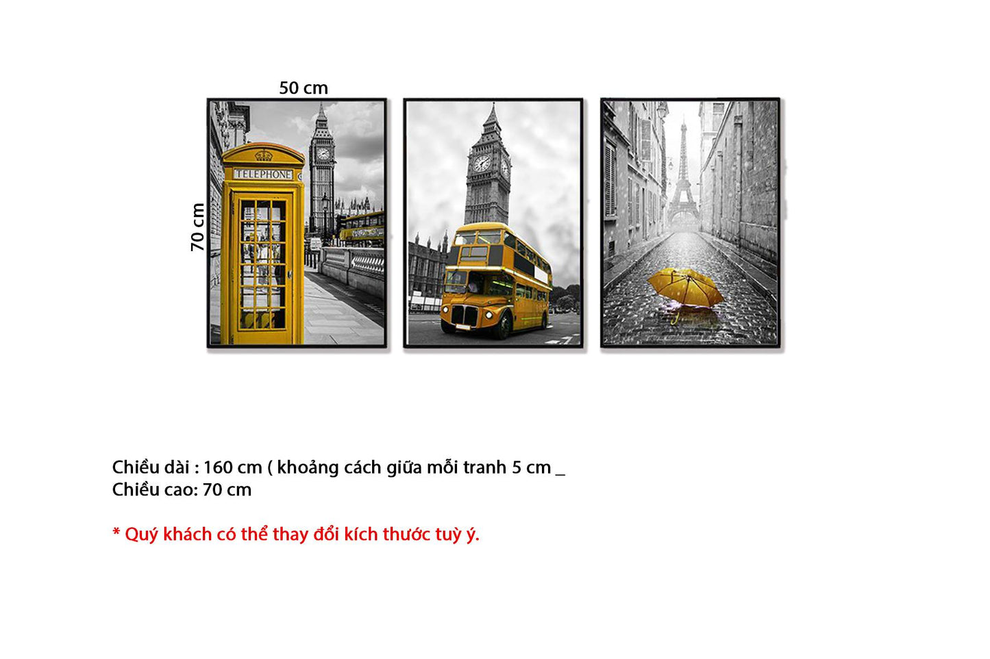 Bộ 3 Tranh Paris And London - HD218