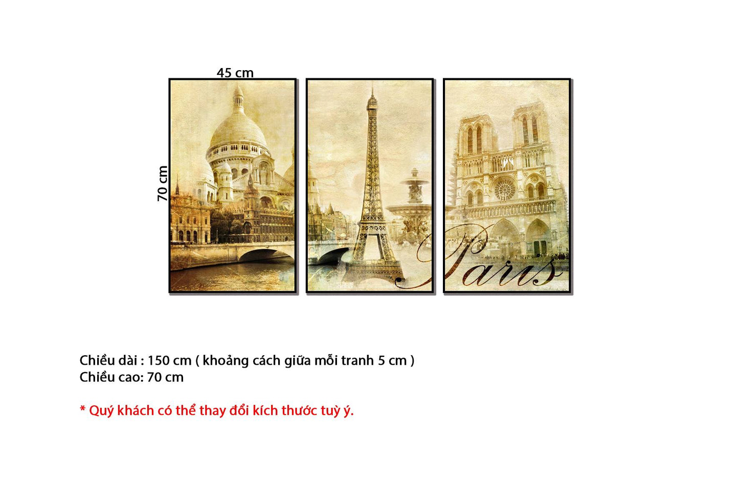 Bộ 3 Tranh Paris Cổ Điển - HD215