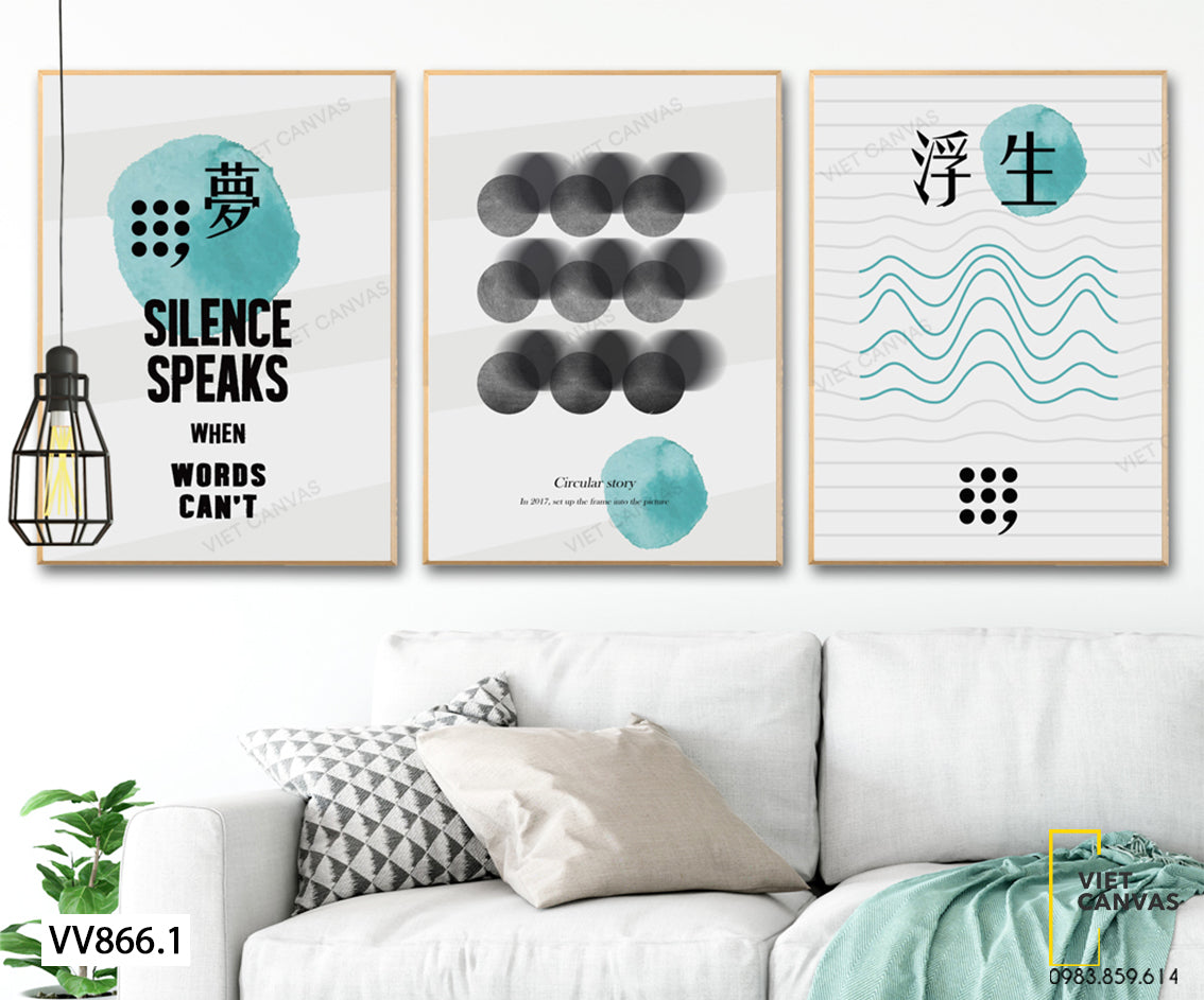 Bộ 3 Tranh Quotes Và Hình Tròn - VV866.1