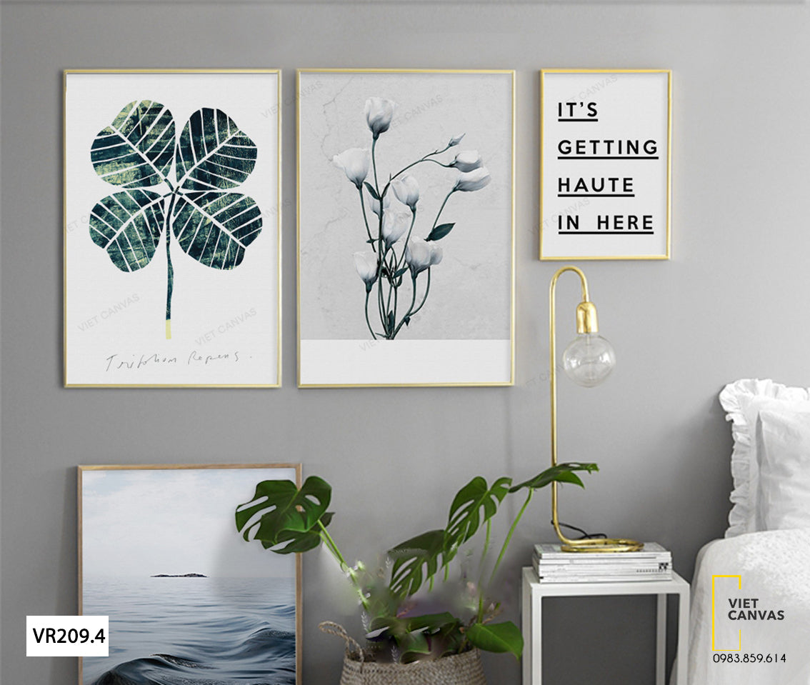 Bộ 3 Tranh Quotes Và Hoa Lá - VR209.4
