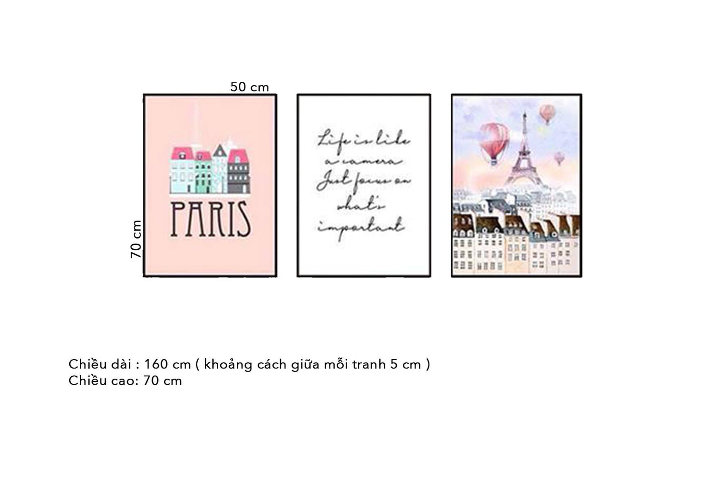 Bộ 3 Tranh Thành Phố Paris Và Quotes - HD137