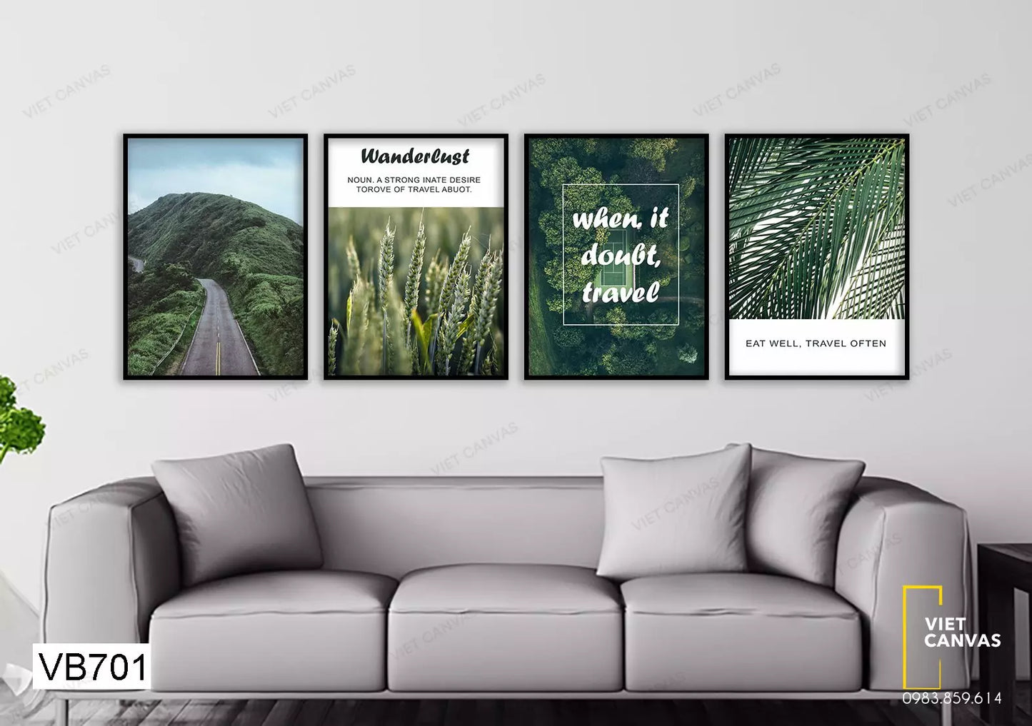 Bộ 4 Tranh Núi Và Cây - VB701