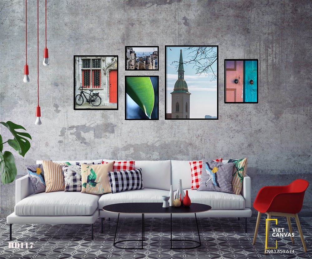 Bộ 5 Tranh Khu Phố, Chiếc Xe, Khung Cửa Sổ Và Ngọn Hải Đăng - HD117