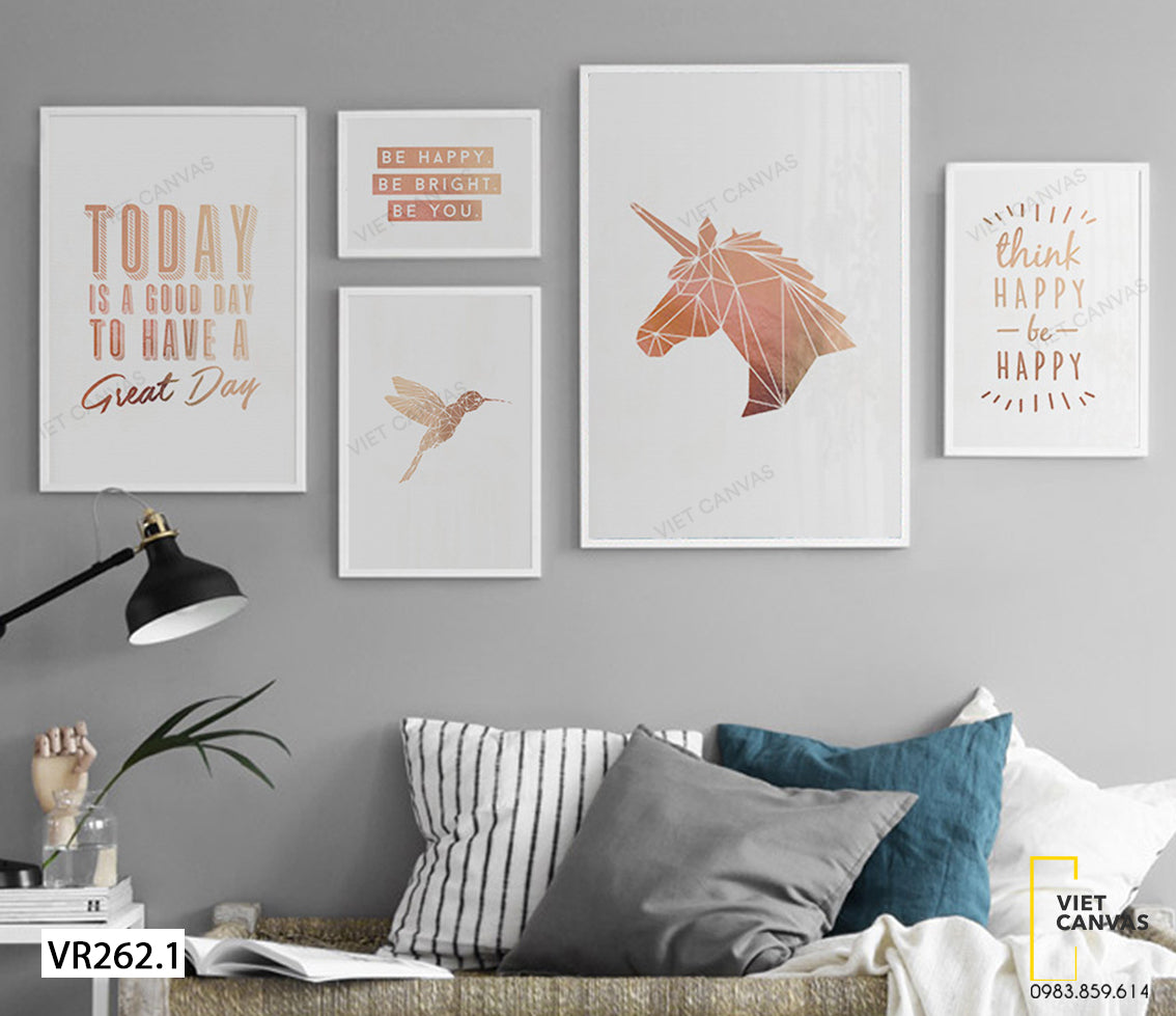 Bộ 5 Tranh Kỳ Lân Và Quotes - VR262.1