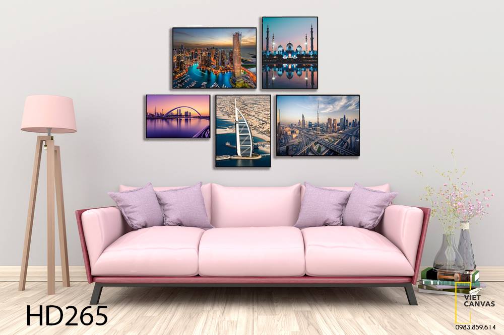 Bộ 5 Tranh Thành Phố Dubai Hiện Đại - HD265
