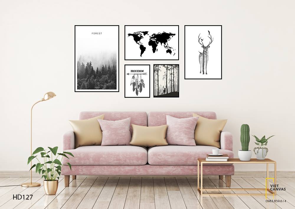 Bộ 5 Tranh Hươu, Khu Rừng Và Bản Đồ - HD127