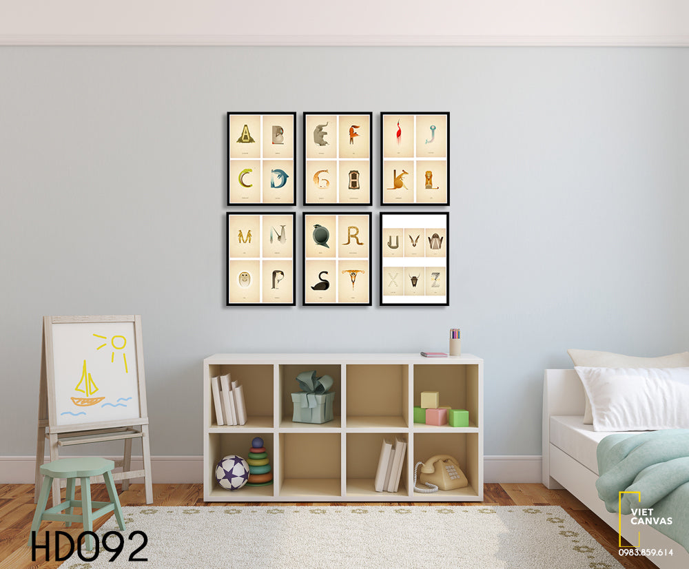 Bộ 6 Tranh Bảng Chữ Cái Cho Bé - HD092
