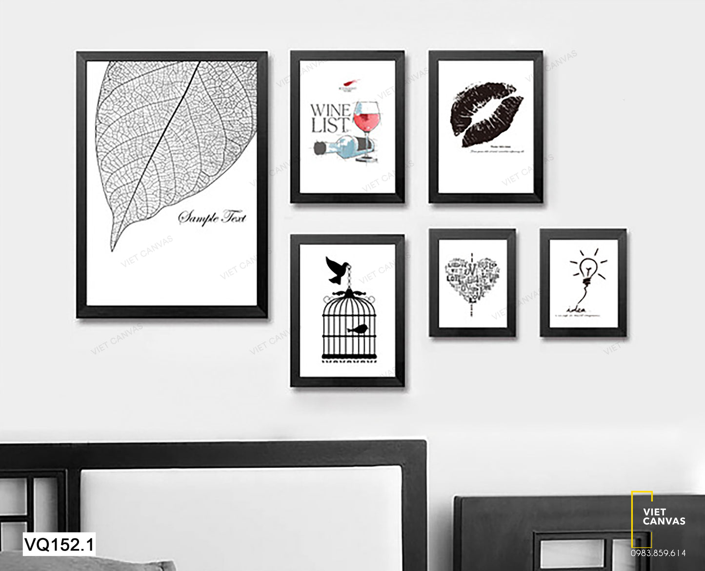 Bộ 6 Tranh Chiếc Lá Và Lồng Chim - VQ152.1