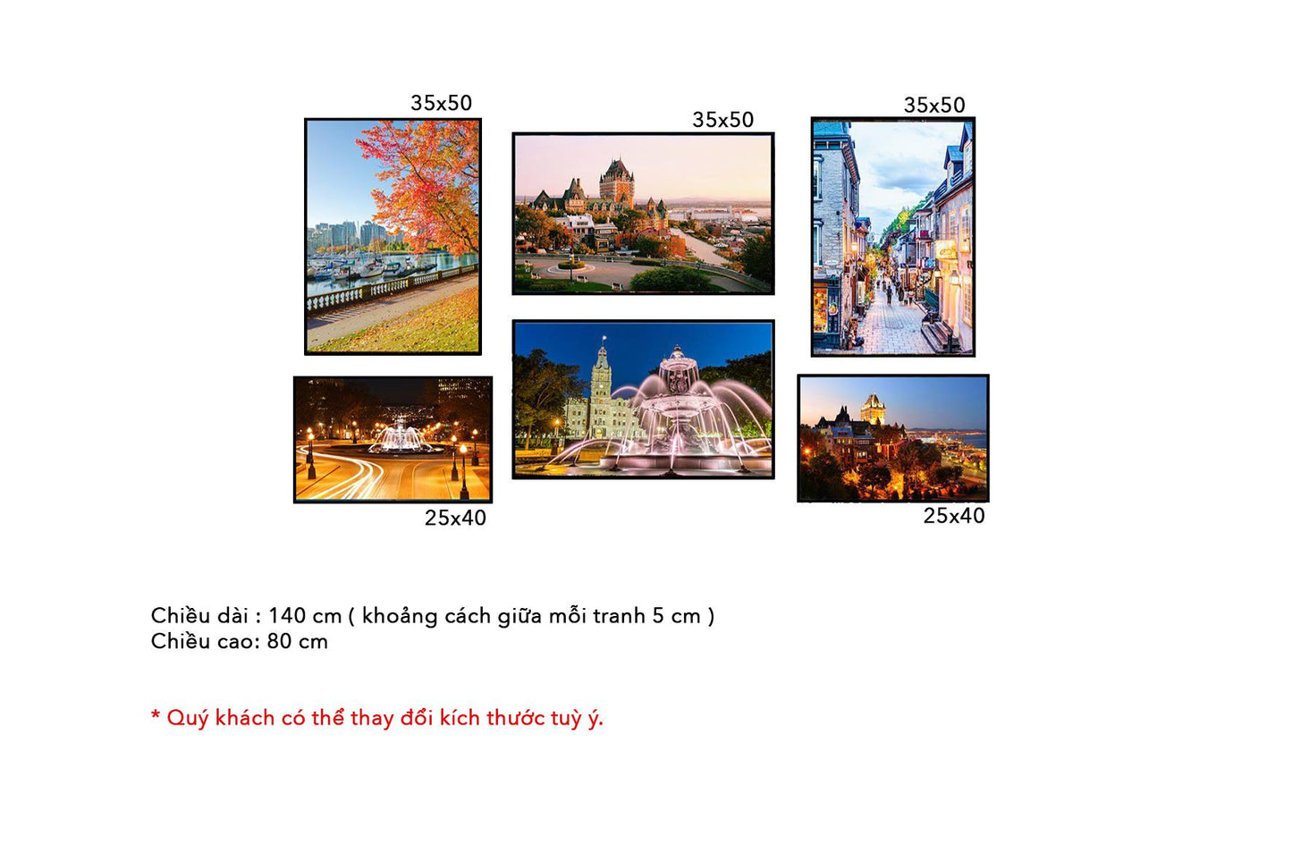 Bộ 6 Tranh Thành Phố Hiện Đại - HD236