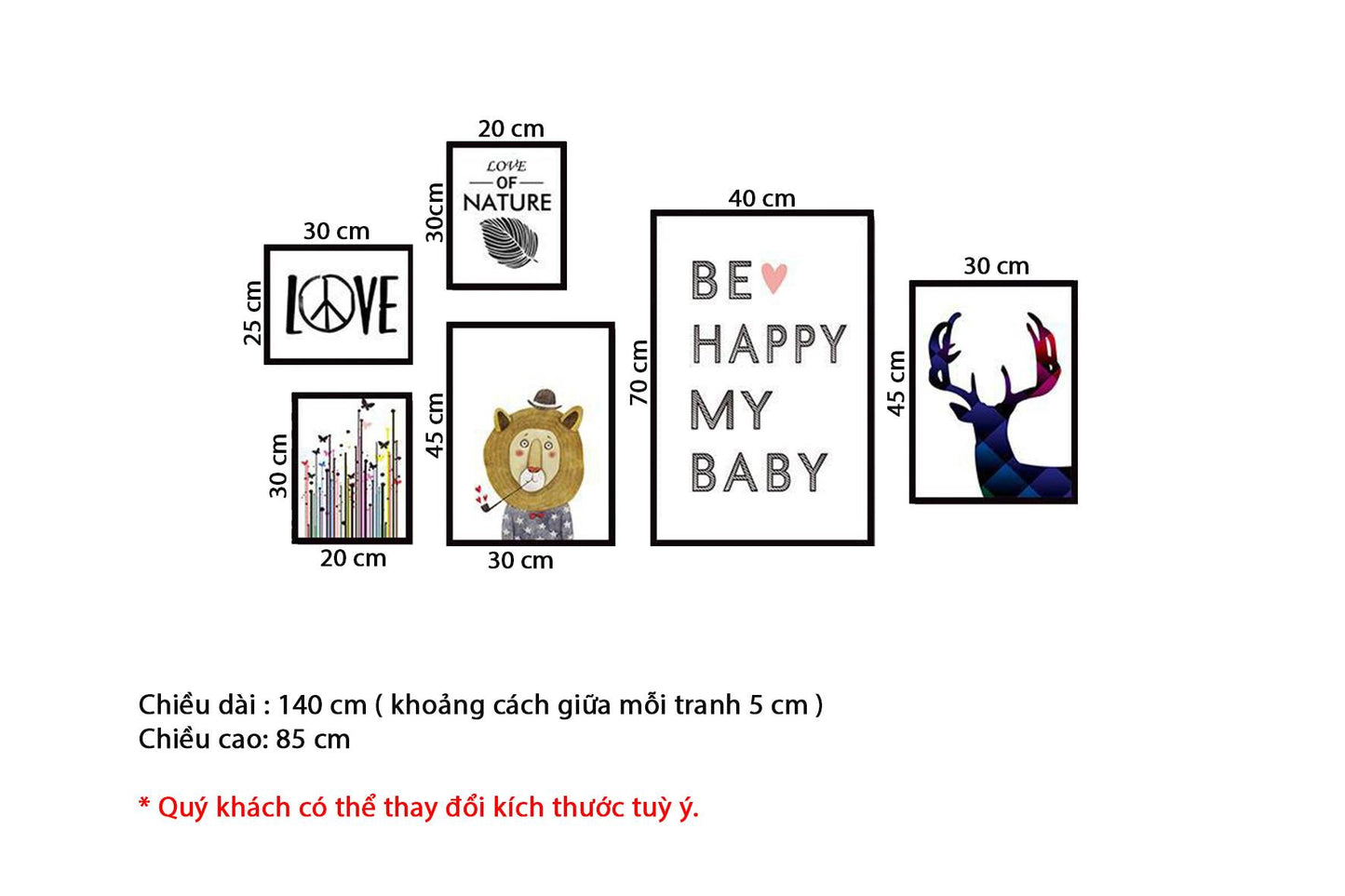 Bộ 6 Tranh Hươu, Sư Tử Và Quotes - HD211