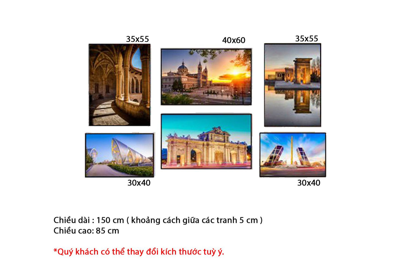 Bộ 6 Tranh Công Trình Kiến Trúc Hiện Đại - HD267