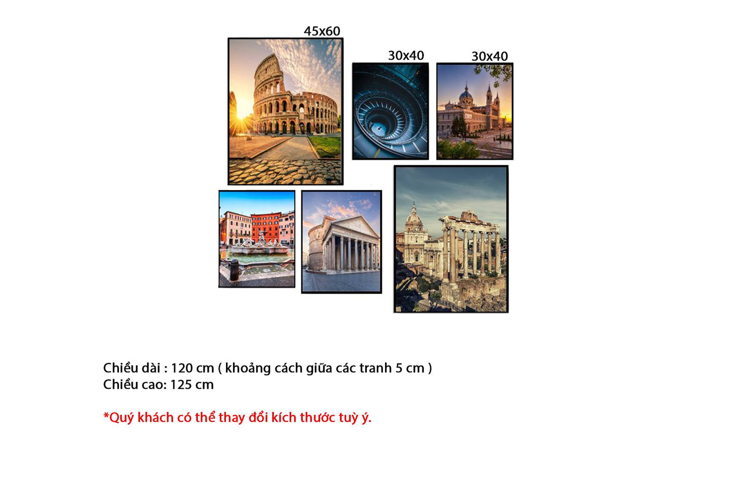 Bộ 6 Tranh Thành Phố Vĩnh Hằng Roma - HD271